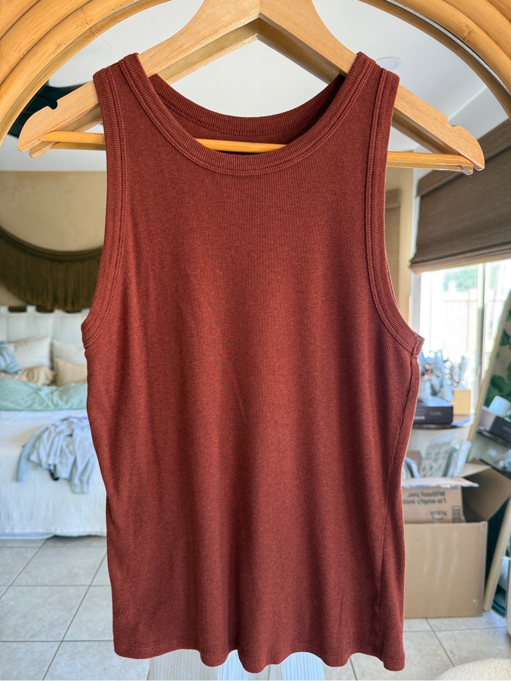 a new day Sleeveless Ribbed Tank - Rust